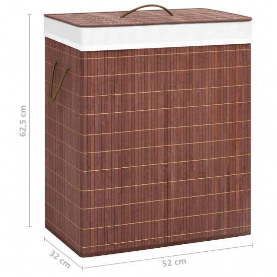 Skalbinių krepšys su 2 skyriais, rudos spalvos, bambukas, 100l