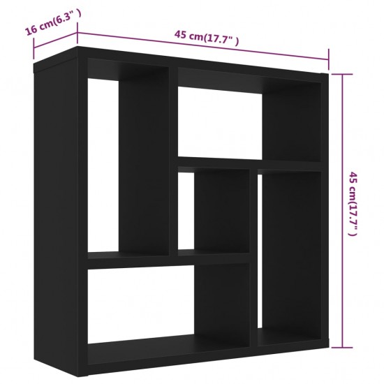 Sieninė lentyna, juodos spalvos, 45,1x16x45,1cm, MDP