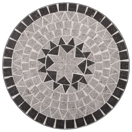 Mozaikinis bistro staliukas, pilkos spalvos, 61cm, keramika