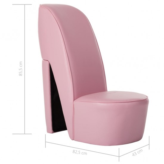 Aukštakulnio formos kėdė, rožinės spalvos, dirbtinė oda