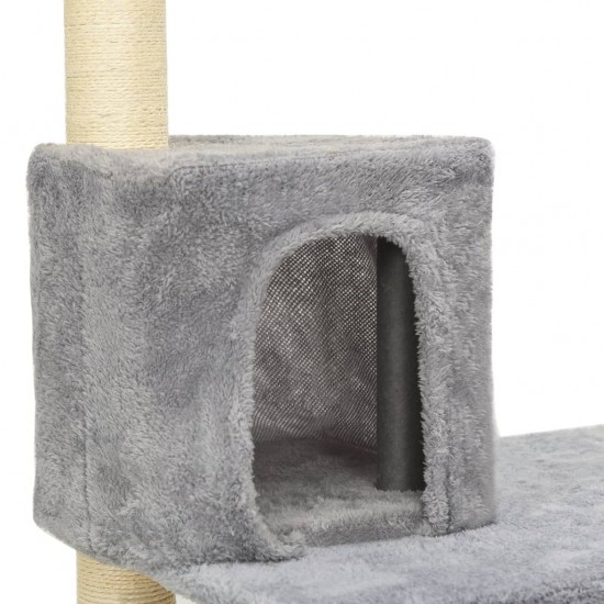 Draskyklė katėms su stovais iš sizalio, šviesiai pilka, 119cm