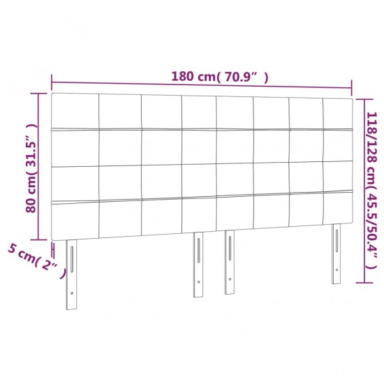 Galvūgalis su LED, šviesiai pilkas, 180x5x118/128cm, audinys