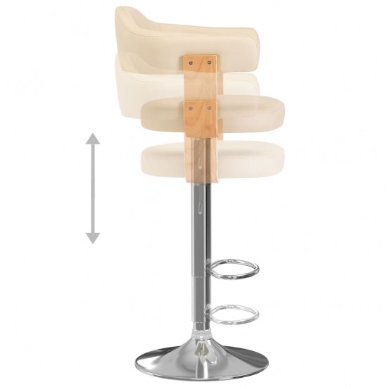 Baro taburetės, 2vnt., kreminės, išlenkta mediena/dirbtinė oda