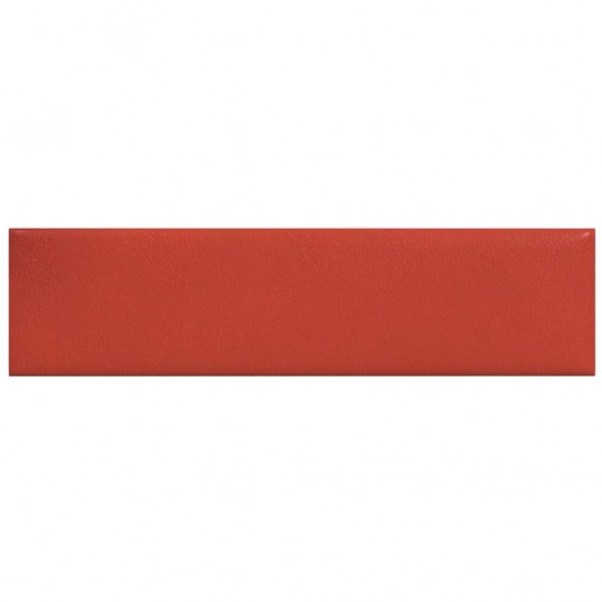 Sienų plokštės, 12vnt., raudonos, 60x15cm, dirbtinė oda, 1,08m²