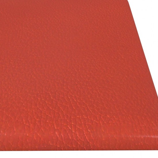 Sienų plokštės, 12vnt., raudonos, 60x15cm, dirbtinė oda, 1,08m²