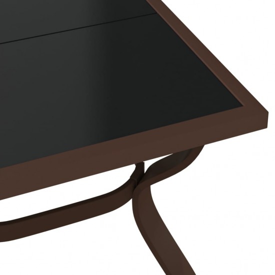 Sodo stalas, rudas ir juodas, 180x80x70cm, plienas ir stiklas