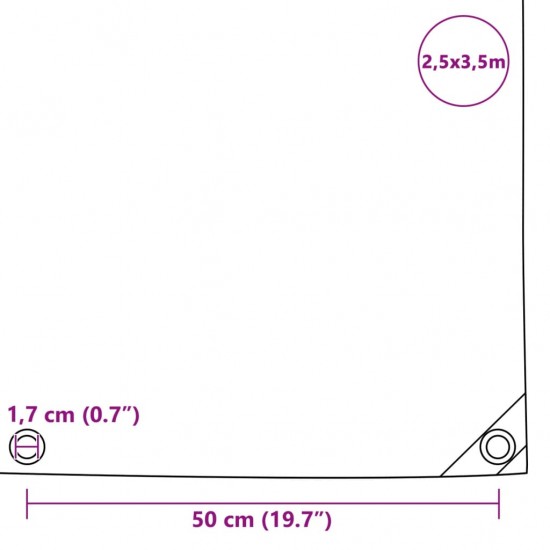 Tentas, baltas, 650 g/m², 2,5x3,5 m