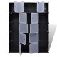 Modulinė spinta, 14 skyrių, juoda/balta, 37x146x180,5cm
