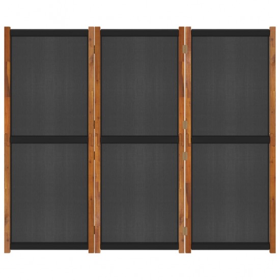 Kambario pertvara, 3 dalių, juodos spalvos, 210x180cm