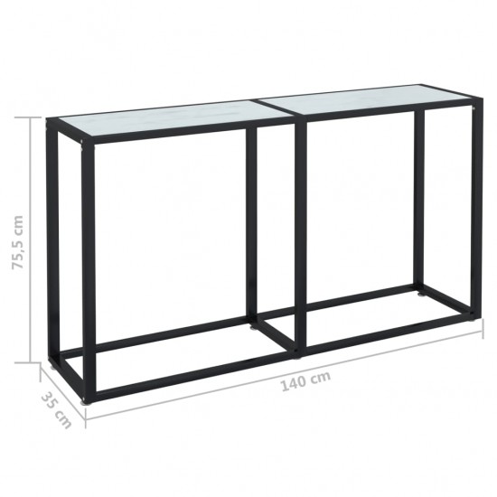 Konsolinis staliukas, balto marmuro, 140x35x75,5cm, stiklas