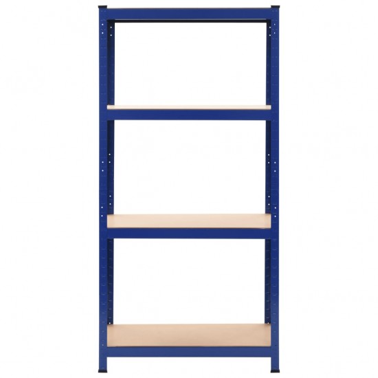Sandėliavimo lentyna, 4 aukštų, mėlyna, plienas ir mediena