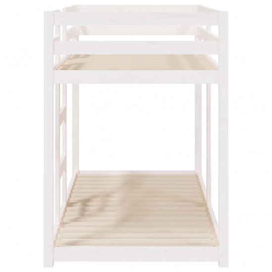 Dviaukštė lova, balta, 75x190cm, pušies medienos masyvas