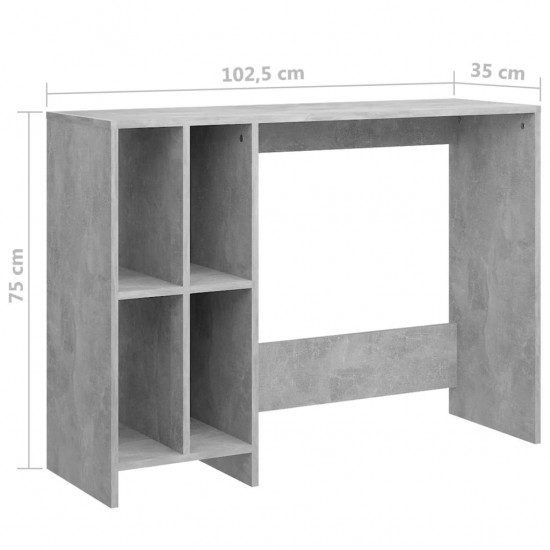 Kompiuterio stalas, betono pilkos spalvos, 102,5x35x75cm, MDP