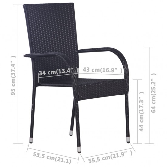 Sudedamos lauko kėdės, 6vnt., juodos spalvos, poliratanas