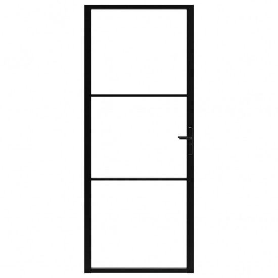 Vidaus durys, juodos, 93x201,5cm, ESG stiklas ir aliuminis