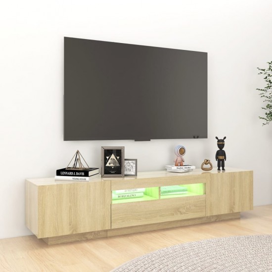 Televizoriaus spintelė su LED apšvietimu, ąžuolo, 180x35x40cm