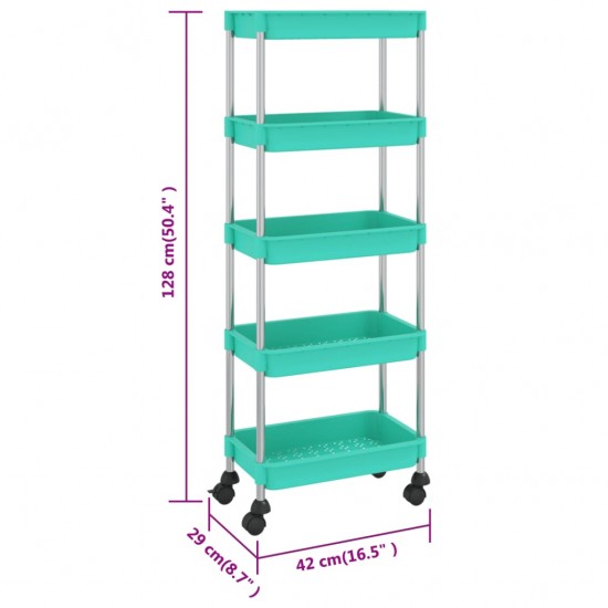 Virtuvės vežimėlis, 5 aukštų, turkio, 42x29x128 cm, geležis/ABS
