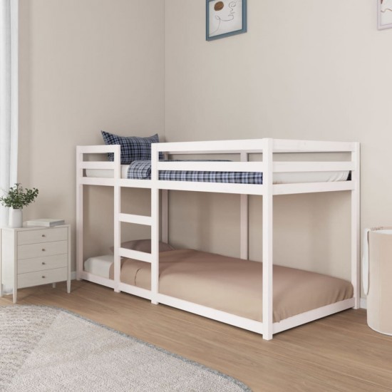 Dviaukštė lova, balta, 90x200cm, pušies medienos masyvas