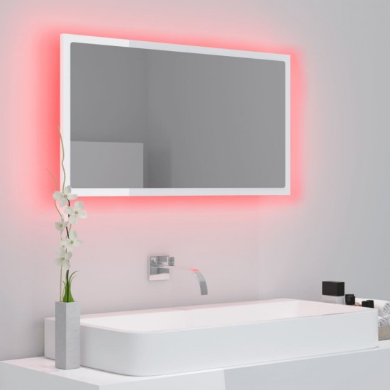 Vonios LED veidrodis, baltas, 80x8,5x37cm, akrilas, blizgus