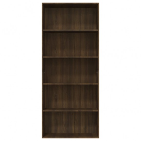 Spintelė knygoms, 5 aukštų, ruda ąžuolo, 80x30x189cm, mediena