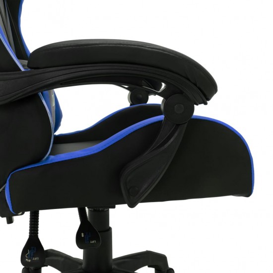 Žaidimų kėdė su LED lemputėmis, mėlyna ir juoda, dirbtinė oda