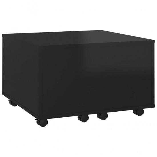 Kavos staliukas, juodos spalvos, 60x60x38cm, MDP, blizgus