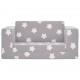 Dvivietė vaikiška sofa-lova, pilka, pliušas, su žvaigždėmis