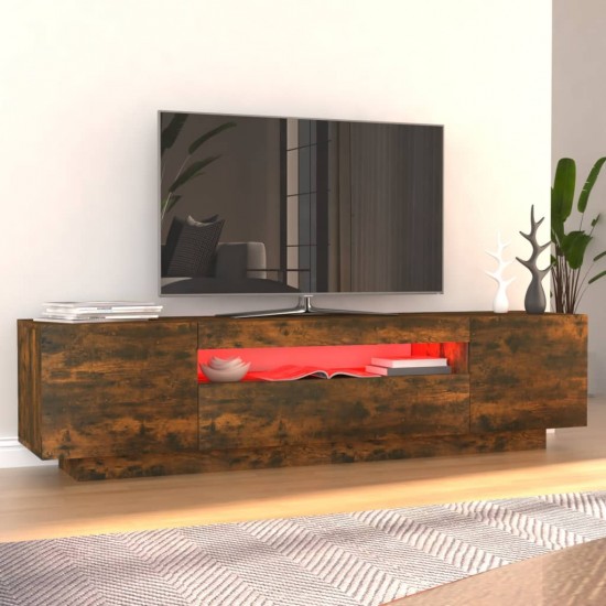 TV spintelė su LED apšvietimu, dūminio ąžuolo, 160x35x40cm