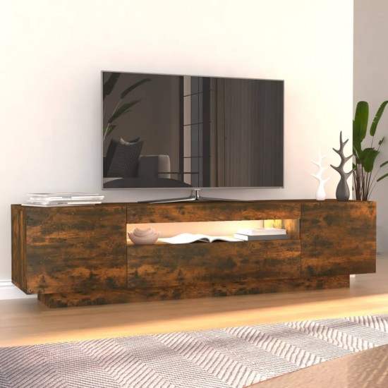 TV spintelė su LED apšvietimu, dūminio ąžuolo, 160x35x40cm