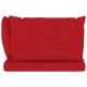 Dvivietė sodo sofa iš palečių su raudonomis pagalvėlėmis, pušis