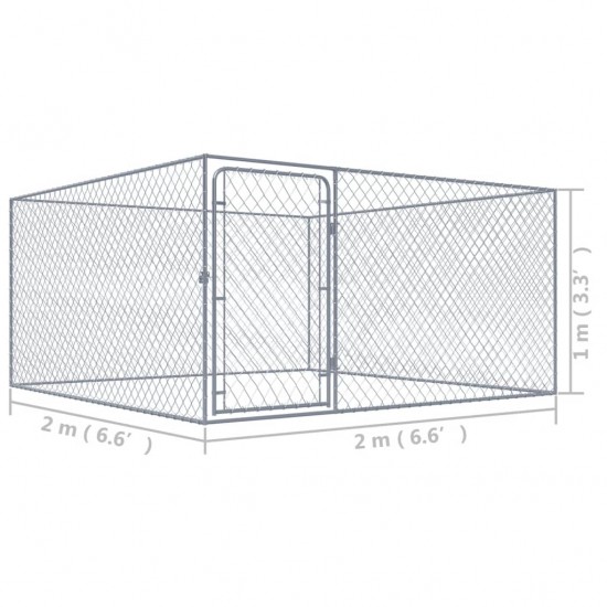 Lauko voljeras šunims, 2x2x1m, galvanizuotas plienas