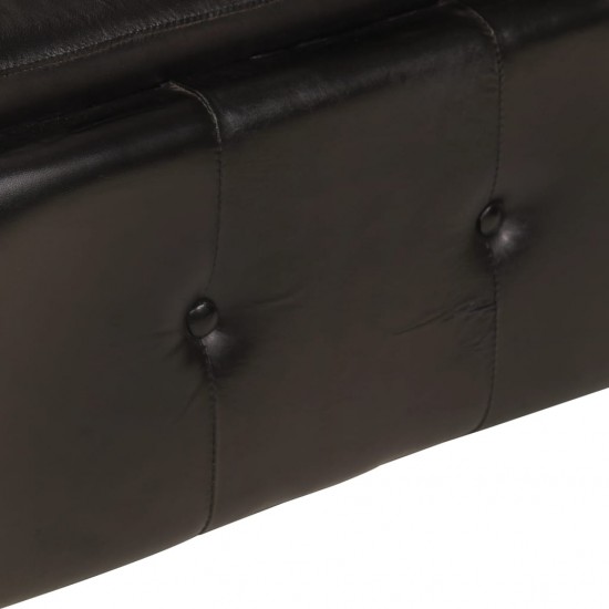 Dvivietė chesterfield sofa, juodos spalvos, tikra oda