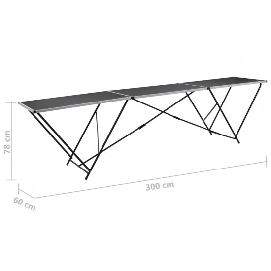 Klijavimo stalas, sulankst., MDF ir aliuminis, 300x60x78cm