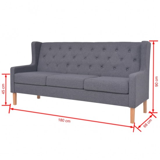 Trivietė sofa, audinys, pilka