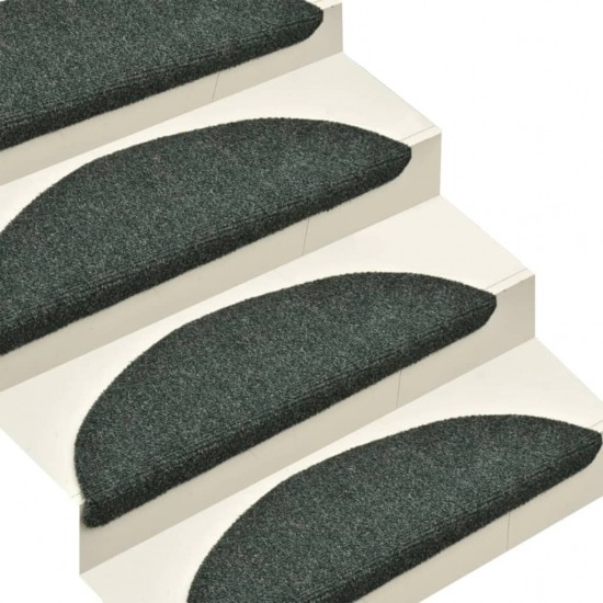 Lipnūs laiptų kilimėliai, 15vnt., žalios spalvos, 56x17x3cm
