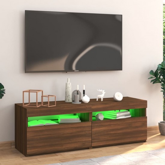 Televizoriaus spintelė su LED, ruda ąžuolo, 120x35x40cm