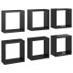 Sieninės lentynos, 6vnt., juodos, 30x15x30cm, kubo formos