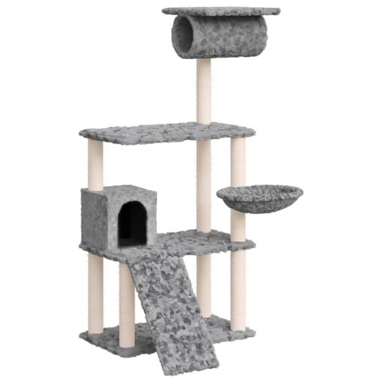 Draskyklė katėms su stovais iš sizalio, šviesiai pilka, 131cm