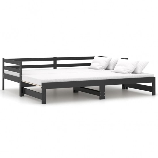 Ištraukiama lova, juoda, 2x(90x200)cm, pušies medienos masyvas