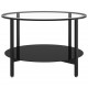 Arbatos staliukas, juodas ir skaidrus, 70cm, grūdintas stiklas