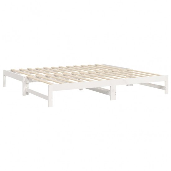 Ištraukiama lova, balta, 2x(100x200)cm, pušies medienos masyvas