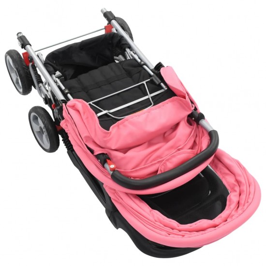 Vaikiškas dvivietis vežimėlis, rožinis/juodas, plienas