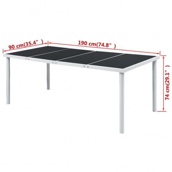 Sodo stalas, juodas, 190x90x74cm, plienas