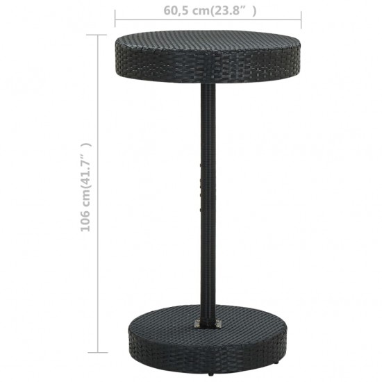 Sodo staliukas, juodos spalvos, 60,5x106cm, poliratanas