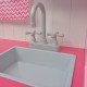 Žaislinė virtuvė, mediena, 82x30x100cm, rožinė ir balta