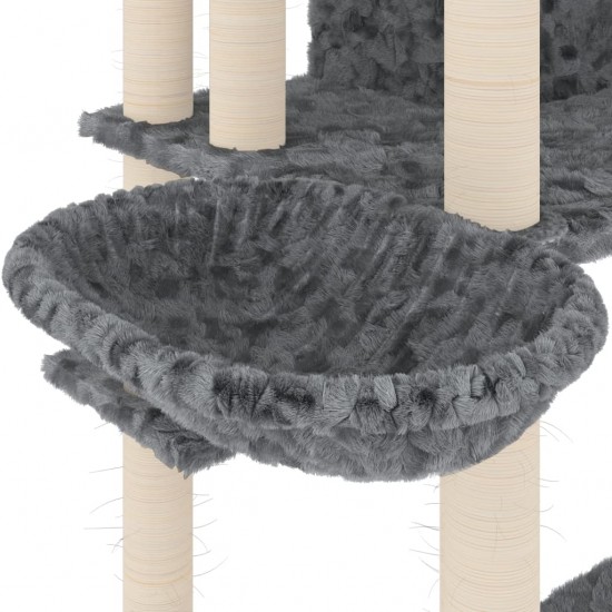 Draskyklė katėms su stovais iš sizalio, tamsiai pilka, 191cm