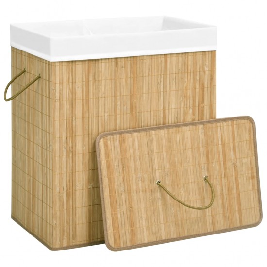 Skalbinių krepšys su 2 skyriais, bambukas, 100l