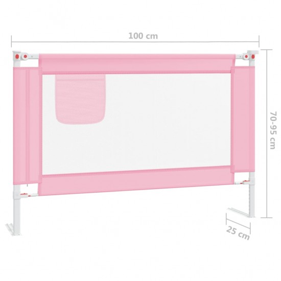 Apsauginis turėklas vaiko lovai, rožinis, 100x25cm, audinys