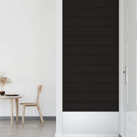 Sienų plokštės, 12vnt., juodos, 90x15cm, aksomas, 1,62m²