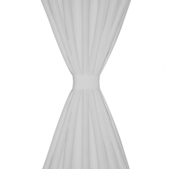 Baltos Užuolaidos su Kilpomis 140 x 175 cm, 2 vnt., Mikro Satinas